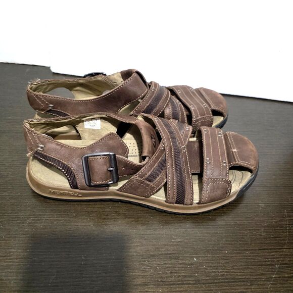 Merrell Other - Merrell Espresso J62213 Brown Suede  Leather Fisherman Sandals 9